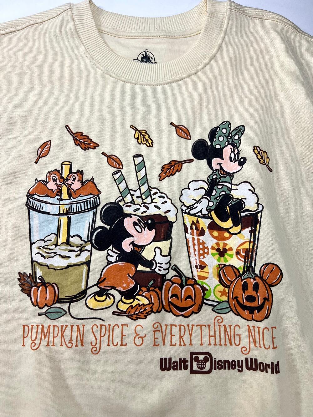 WDW Mickey & Minnie Pumpkin Spice & Everything Nice Adult Sweatshirt -New